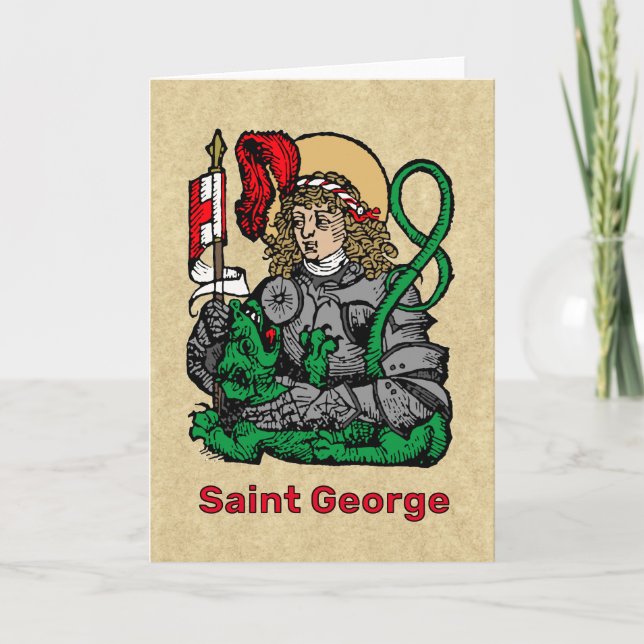 Tarjeta Saludo de San Jorge y el Dragón (Nuremberg) (Anverso)