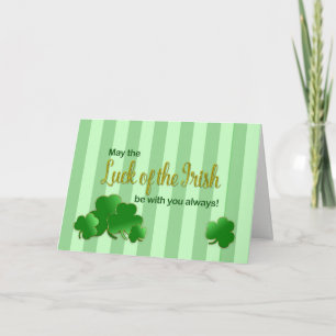 Tarjeta Saludo de San Patricio - Shamrock en verde/oro