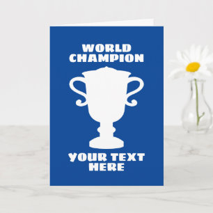 Tarjeta Saludo de silueta de trofeo de campeón del mundo p