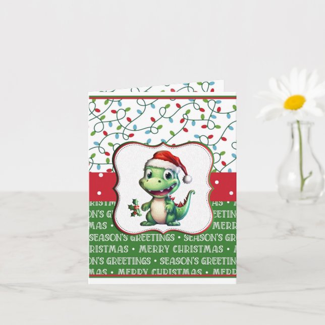 Tarjeta Saludo de T-Rex de Navidad (Planta pequeña)