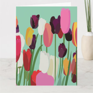 Tarjeta Saludo de Tulipán Floral Flor Colorida