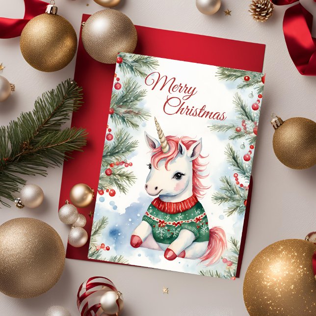 Tarjeta Saludo de unicornio a los navidades (Subido por el creador)