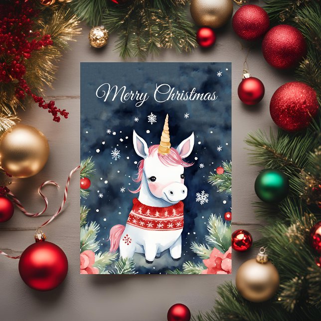 Tarjeta Saludo de unicornio de Navidades curos (Subido por el creador)