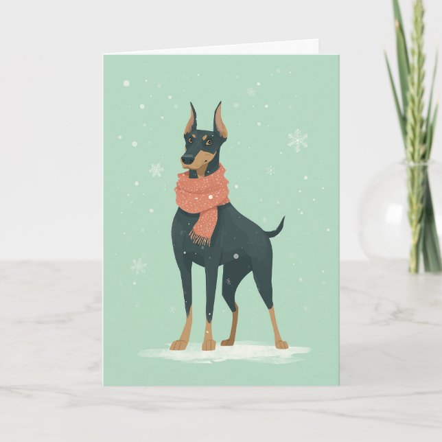 Tarjeta Saludo de vacaciones de Doberman (Anverso)