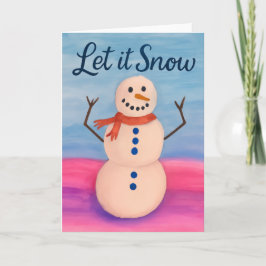 Tarjeta Saludo de vacaciones de muñeco de nieve pintado a