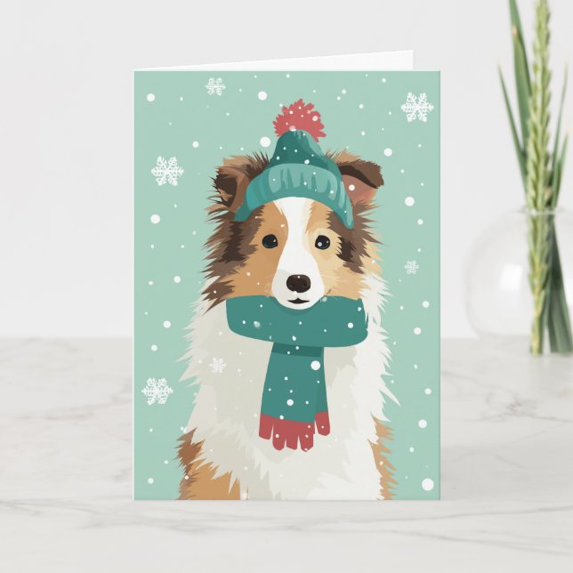 Tarjeta Saludo de vacaciones de Sable Sheltie (Anverso)