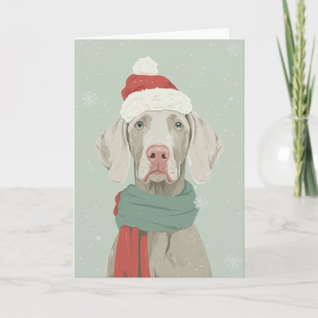 Tarjeta Saludo de vacaciones de Weimaraner (Anverso)