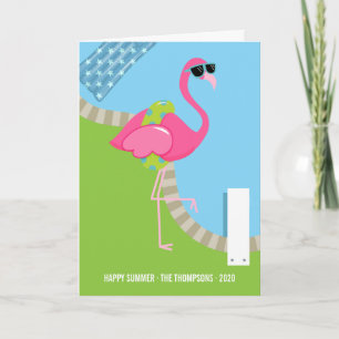 Tarjeta Saludo de verano flamenco rosa genial