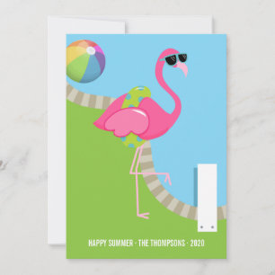 Tarjeta Saludo de verano flamenco rosa genial