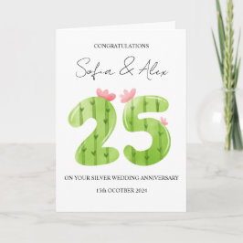 Tarjeta Saludo del 25° aniversario del boda de Cactus