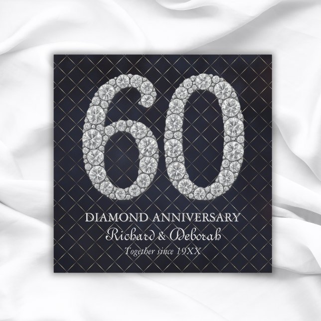 Tarjeta Saludo del 60° Aniversario del Diamante Boda (Diamond 60th Wedding Anniversary Greeting Card
)