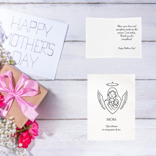 Tarjeta Saludo del Día de la Madre Dibujado a Mano Minimal (Subido por el creador)