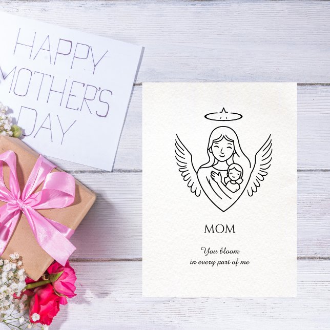 Tarjeta Saludo del Día de la Madre Dibujado a Mano Minimal (Subido por el creador)