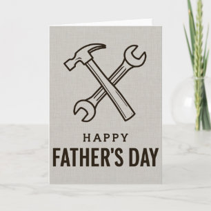 Tarjeta Saludo del Día del Padre con martillo y llave ingl