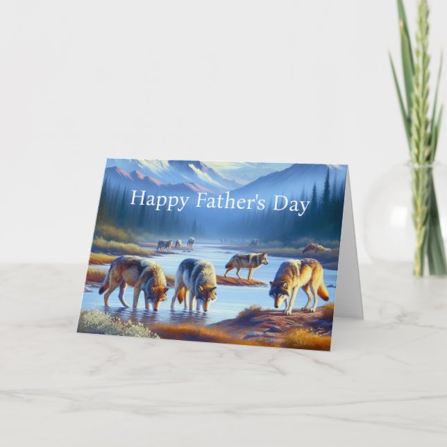 Tarjeta Saludo del Día del Padre de Wolf Pack (Anverso)