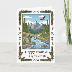 Tarjeta Saludo del día del padre para pesca de truchas