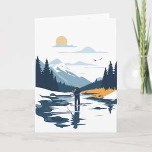 Tarjeta Saludo del día del padre para pesca de truchas