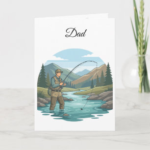 Tarjeta Saludo del día del padre para pesca de truchas