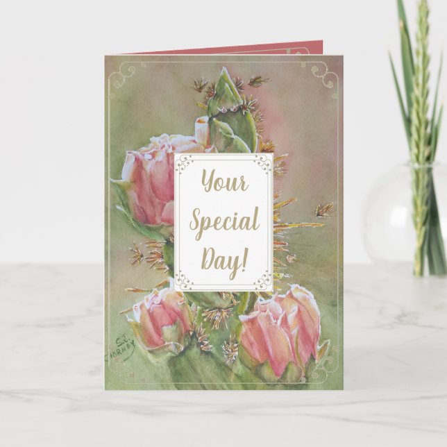 Tarjeta Saludo del Día Especial de Cactus (Anverso)