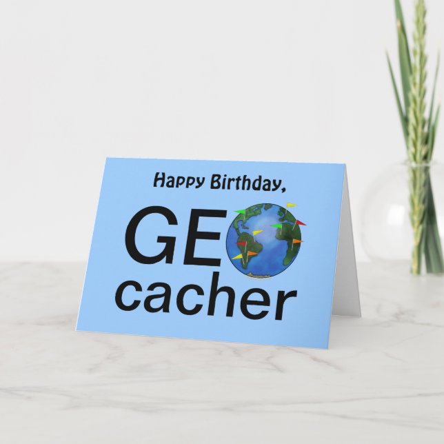 Tarjeta Saludo del feliz cumpleaños de Geocaching de la (Anverso)