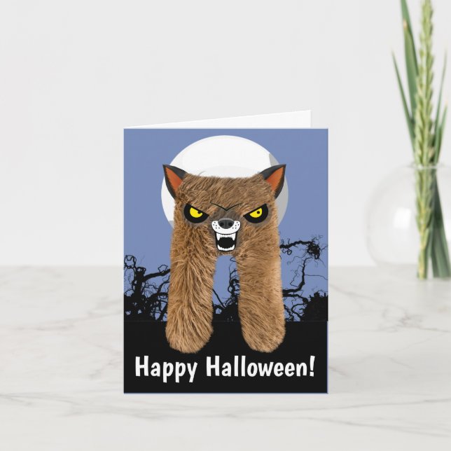 Tarjeta Saludo del hombre lobo de Halloween (Anverso)