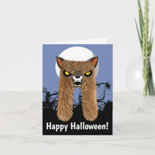Tarjeta Saludo del hombre lobo de Halloween