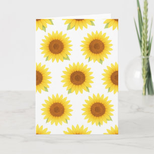 Tarjeta Saludo del patrón de acuarela de girasol