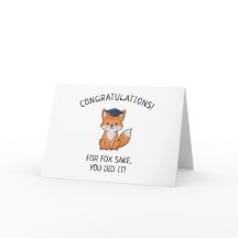 Saludo divertido de graduación de Kawaii Fox Pun