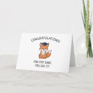 Tarjeta Saludo divertido de graduación de Kawaii Fox Pun