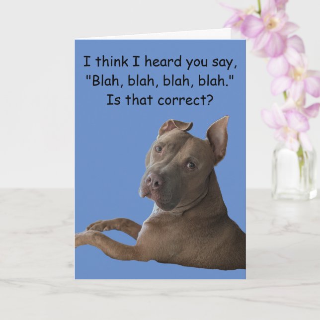 Tarjeta Saludo divertido de Pit Bull (Orquídea)