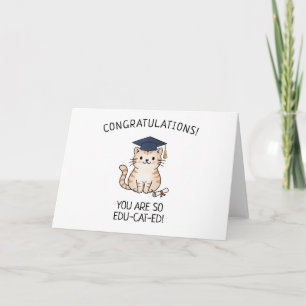 Tarjeta Saludo divertido para graduado con gato lindo