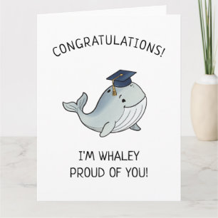 Tarjeta Saludo divertido para graduados con ballena linda