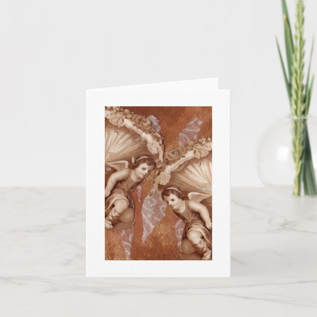 Tarjeta Saludo en blanco a Notecard Victorian Angels Putti (Anverso)