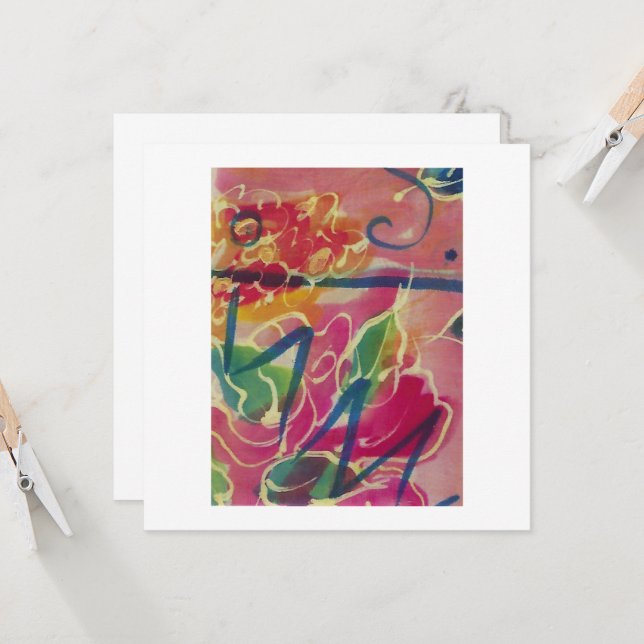 Tarjeta Saludo en blanco de seda pintada a mano (Anverso/Reverso In Situ)