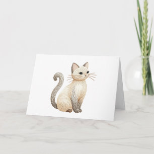 Tarjeta Saludo en blanco y negro del gato de Boho neutral