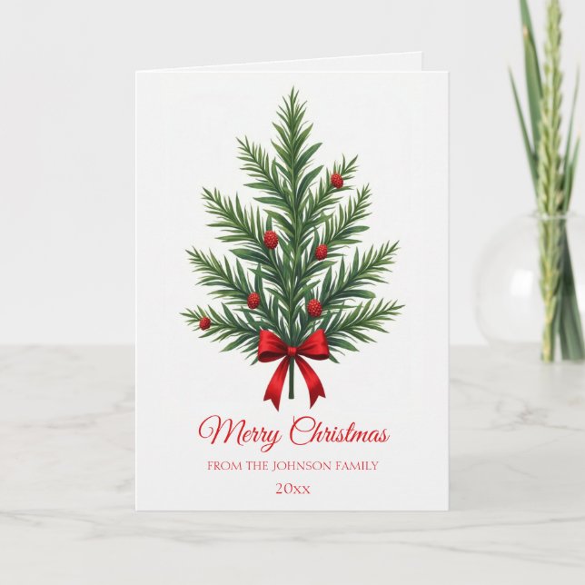 Tarjeta Saludo familiar botánico tradicional de Navidad (Anverso)