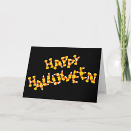 Tarjeta saludo feliz de halloween con maíz dulce