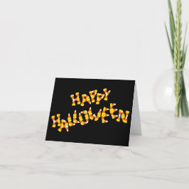 Tarjeta saludo feliz de halloween con maíz dulce