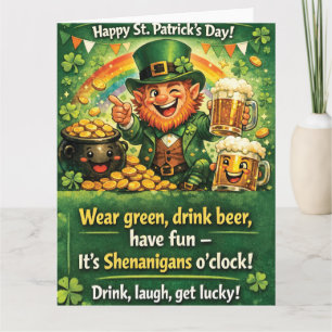 Tarjeta Saludo festivo del duende del Día de San Patricio