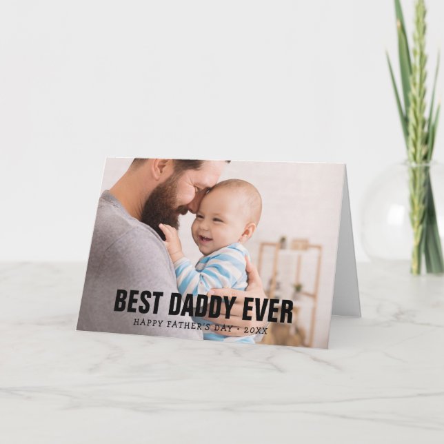 Tarjeta Saludo fotográfico del mejor papá del día del padr (Anverso)