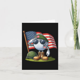 Tarjeta Saludo Golf Americano Bandera De Usa Día Memorial 