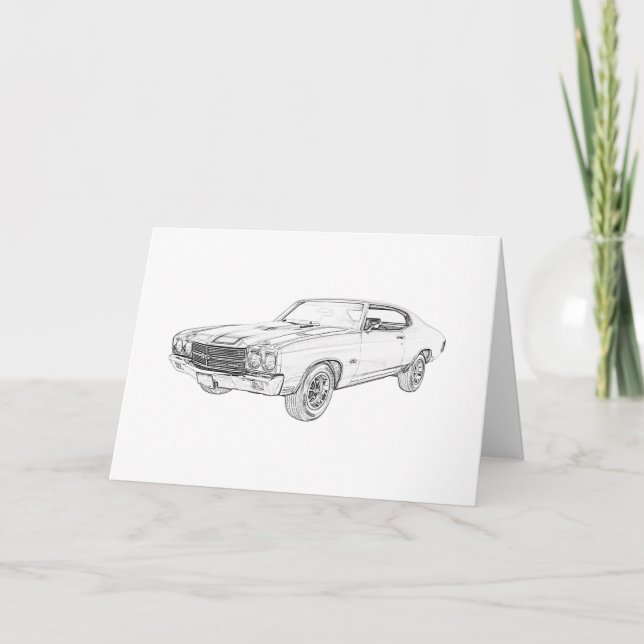 Tarjeta Saludo grande del chevelle chevy blanco y negro (Anverso)