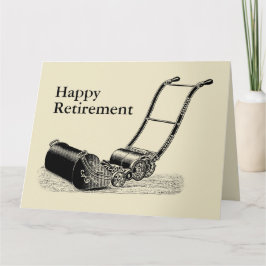 Tarjeta Saludo grande del retiro feliz del cortacésped del