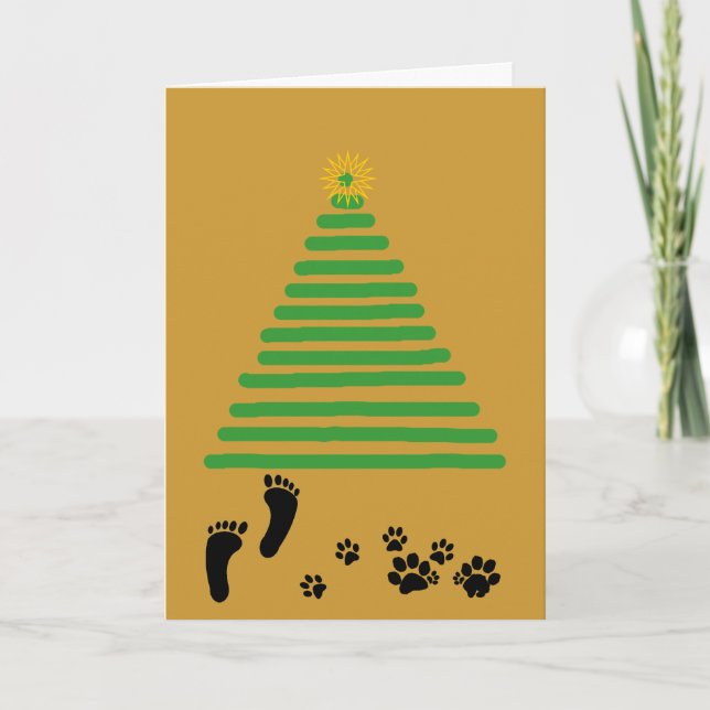 Tarjeta - Saludo - Huellas en la base del árbol (Anverso)