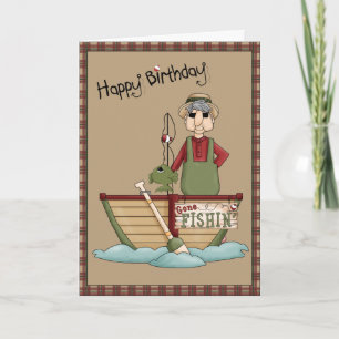 Tarjeta Saludo ido del feliz cumpleaños de Fishin
