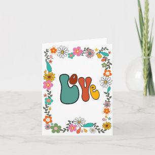 Tarjeta Saludo inspirado en LOVE Flower Power Groovy 70