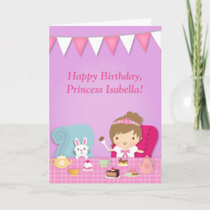 Tarjeta Saludo lindo del cumpleaños de la fiesta del té de