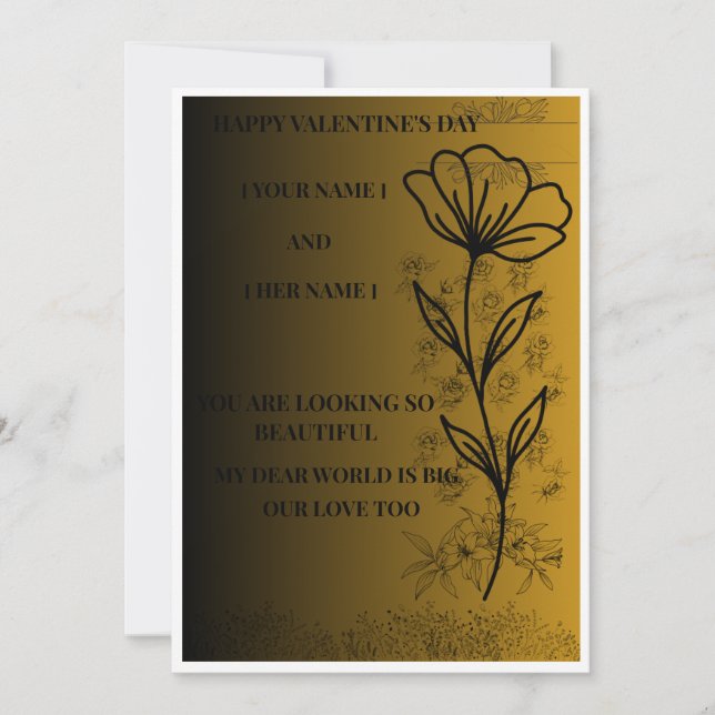 Tarjeta Saludo Mínimo de Amor Romántico (Anverso)