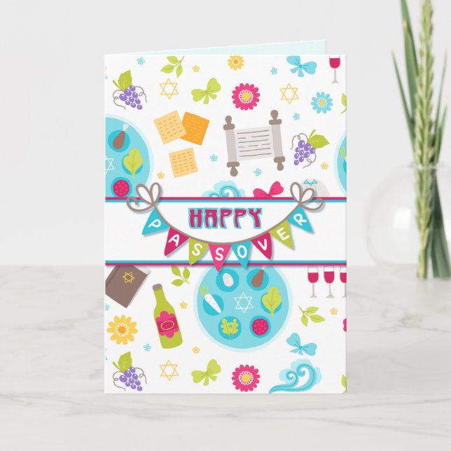 Tarjeta Saludo moderno colorido del Passover (Anverso)