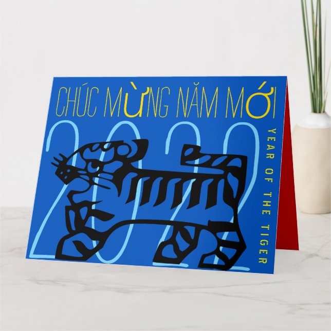 Tarjeta Saludo Moderno Del Año Del Tigre En La Guardia Vie (Anverso)